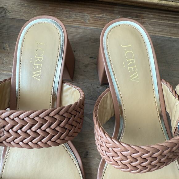 Women's J.Crew Tan Braided Faux Leather Sandal with Buckle Detail Size 7.5‎ NEW - Picture 3 of 7